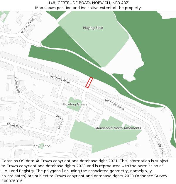 148, GERTRUDE ROAD, NORWICH, NR3 4RZ: Location map and indicative extent of plot