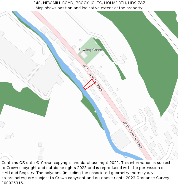 148, NEW MILL ROAD, BROCKHOLES, HOLMFIRTH, HD9 7AZ: Location map and indicative extent of plot