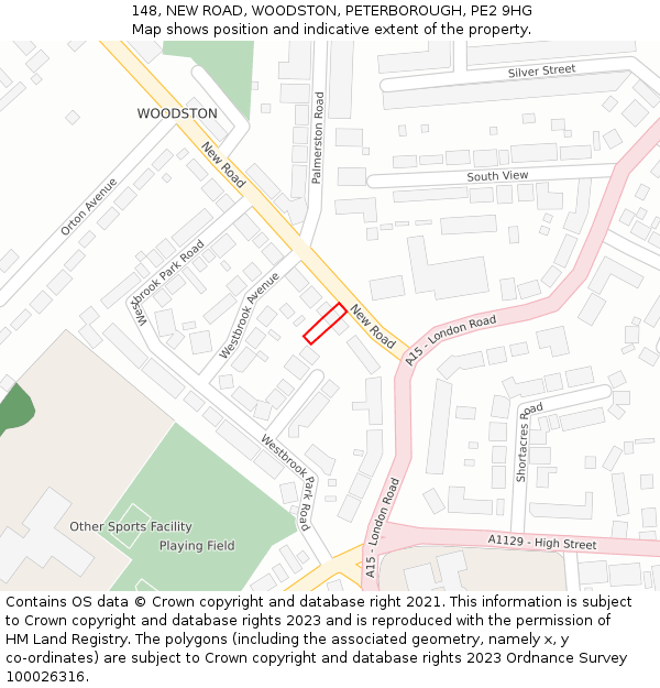 148, NEW ROAD, WOODSTON, PETERBOROUGH, PE2 9HG: Location map and indicative extent of plot