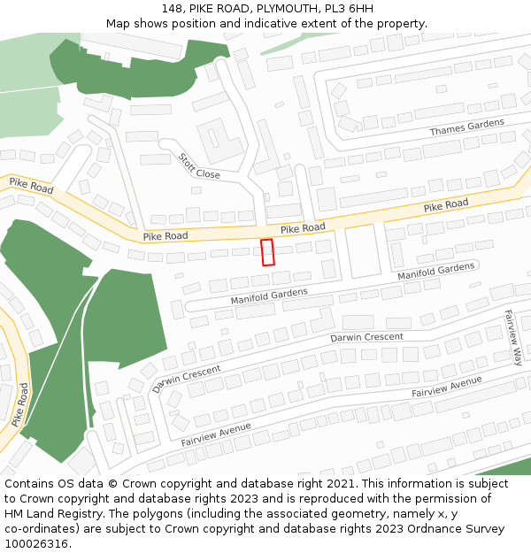 148, PIKE ROAD, PLYMOUTH, PL3 6HH: Location map and indicative extent of plot