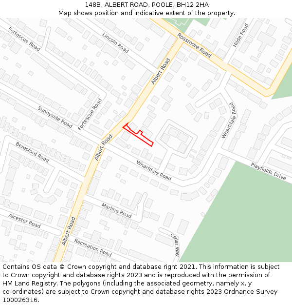 148B, ALBERT ROAD, POOLE, BH12 2HA: Location map and indicative extent of plot