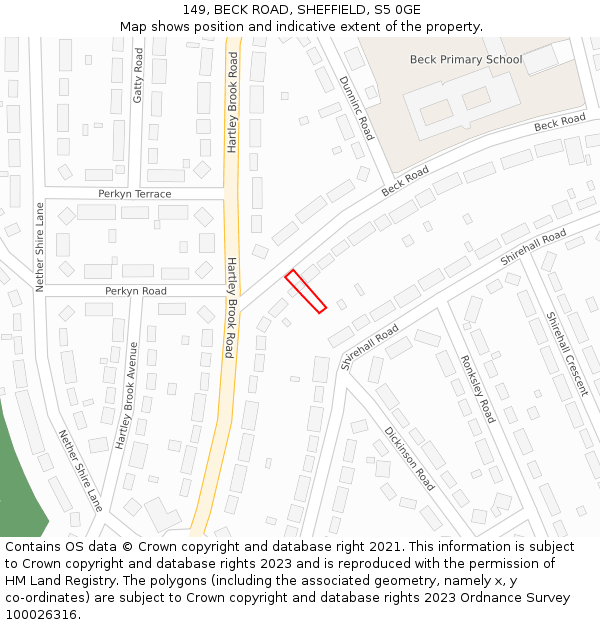 149, BECK ROAD, SHEFFIELD, S5 0GE: Location map and indicative extent of plot