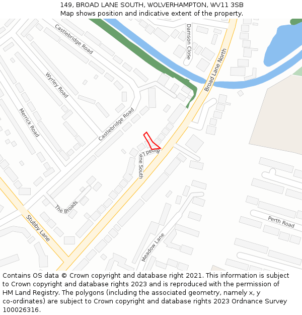 149, BROAD LANE SOUTH, WOLVERHAMPTON, WV11 3SB: Location map and indicative extent of plot