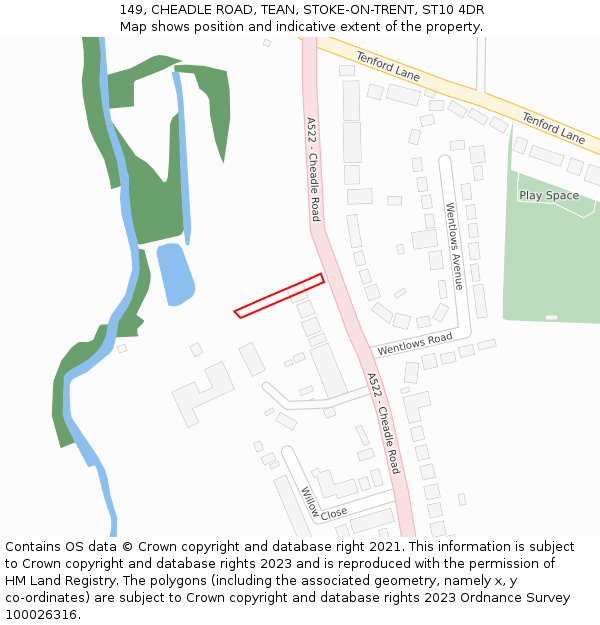 149, CHEADLE ROAD, TEAN, STOKE-ON-TRENT, ST10 4DR: Location map and indicative extent of plot