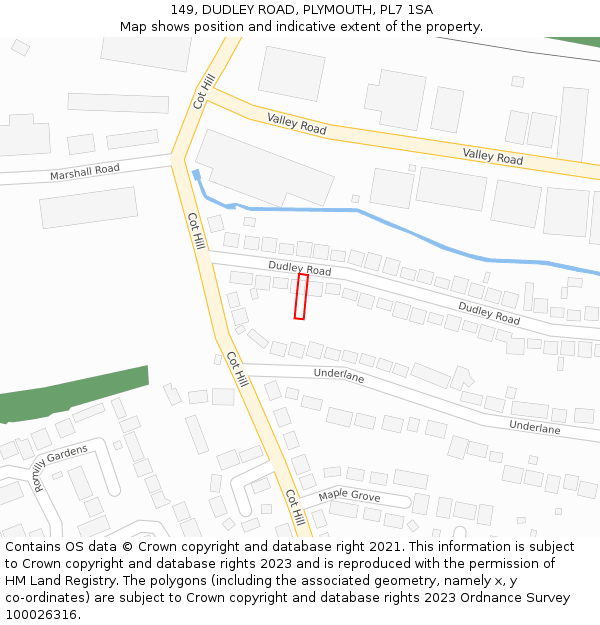 149, DUDLEY ROAD, PLYMOUTH, PL7 1SA: Location map and indicative extent of plot