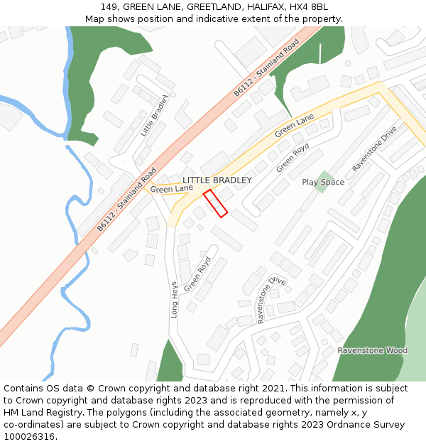 149, GREEN LANE, GREETLAND, HALIFAX, HX4 8BL: Location map and indicative extent of plot