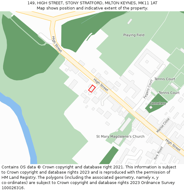 149, HIGH STREET, STONY STRATFORD, MILTON KEYNES, MK11 1AT: Location map and indicative extent of plot