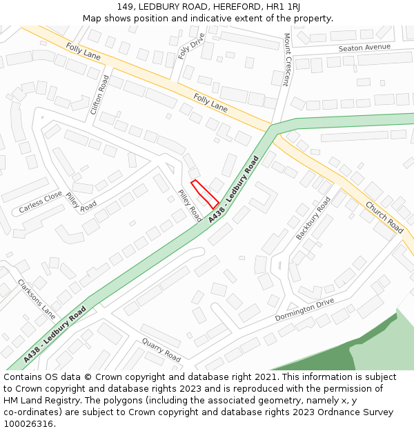 149, LEDBURY ROAD, HEREFORD, HR1 1RJ: Location map and indicative extent of plot