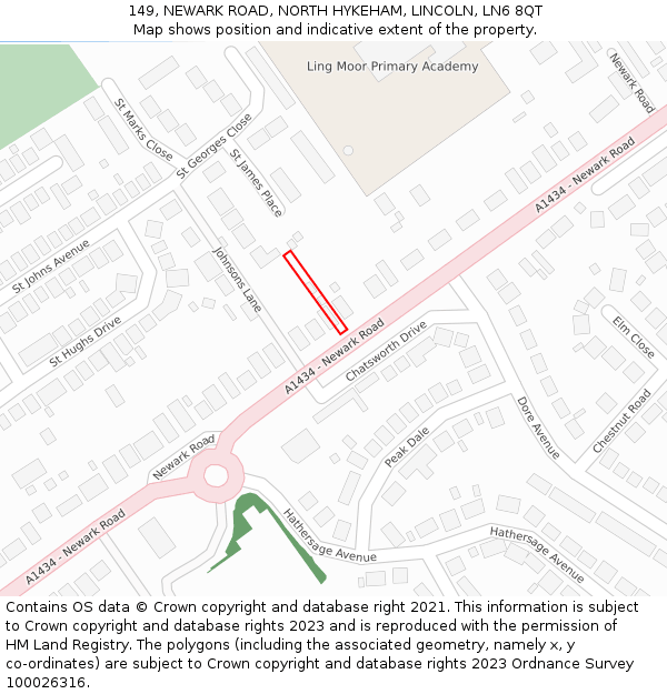 149, NEWARK ROAD, NORTH HYKEHAM, LINCOLN, LN6 8QT: Location map and indicative extent of plot