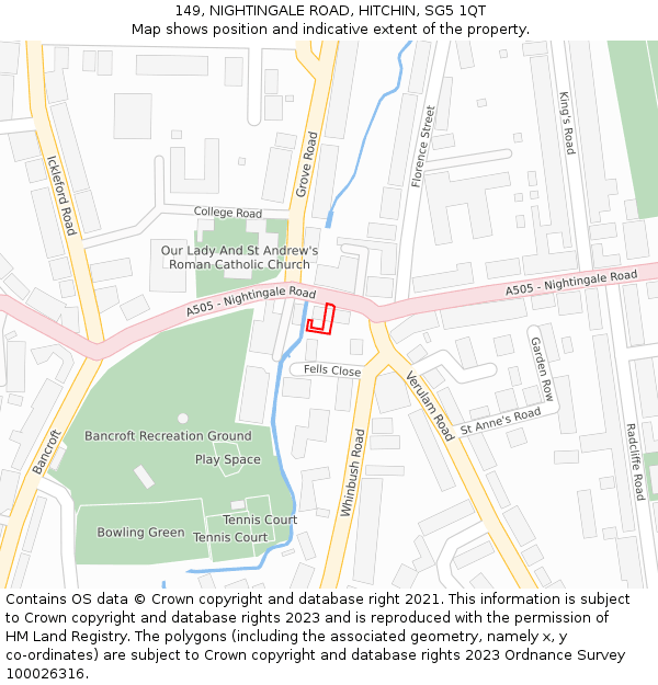 149, NIGHTINGALE ROAD, HITCHIN, SG5 1QT: Location map and indicative extent of plot