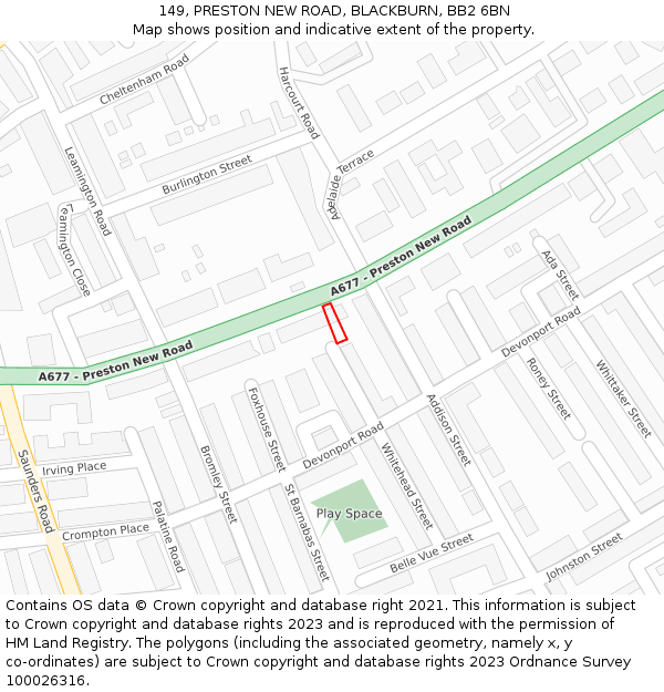 149, PRESTON NEW ROAD, BLACKBURN, BB2 6BN: Location map and indicative extent of plot