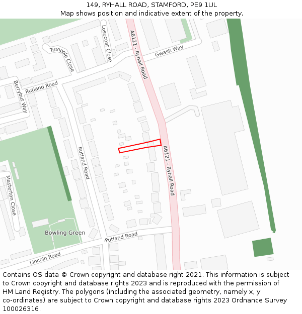 149, RYHALL ROAD, STAMFORD, PE9 1UL: Location map and indicative extent of plot
