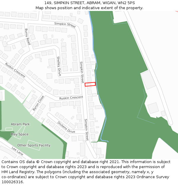 149, SIMPKIN STREET, ABRAM, WIGAN, WN2 5PS: Location map and indicative extent of plot
