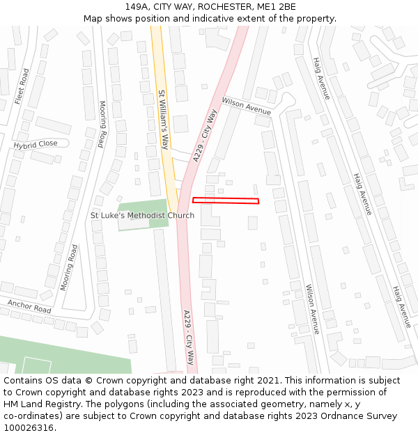 149A, CITY WAY, ROCHESTER, ME1 2BE: Location map and indicative extent of plot