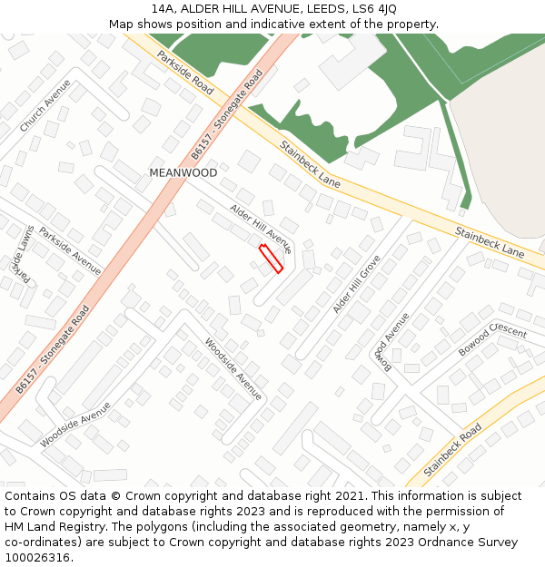 14A, ALDER HILL AVENUE, LEEDS, LS6 4JQ: Location map and indicative extent of plot