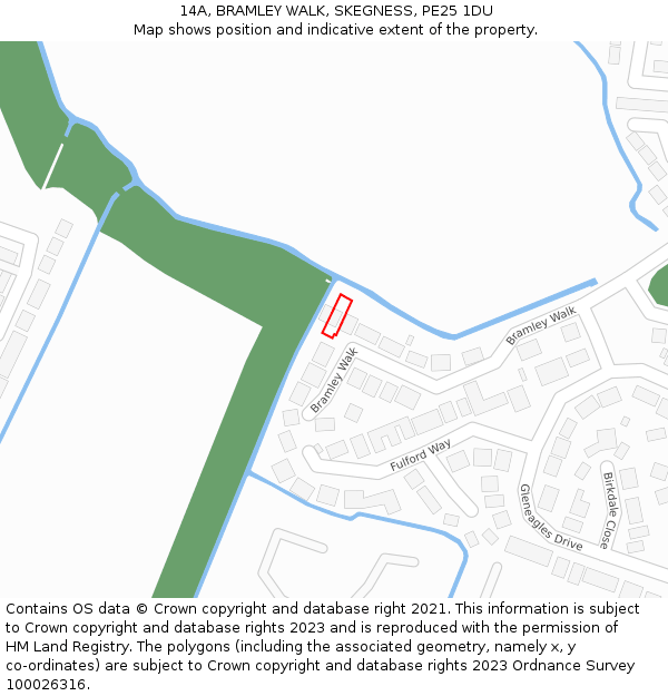 14A, BRAMLEY WALK, SKEGNESS, PE25 1DU: Location map and indicative extent of plot