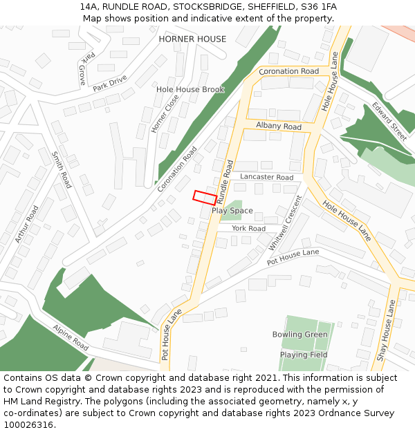14A, RUNDLE ROAD, STOCKSBRIDGE, SHEFFIELD, S36 1FA: Location map and indicative extent of plot