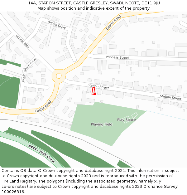 14A, STATION STREET, CASTLE GRESLEY, SWADLINCOTE, DE11 9JU: Location map and indicative extent of plot