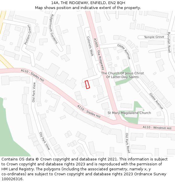 14A, THE RIDGEWAY, ENFIELD, EN2 8QH: Location map and indicative extent of plot