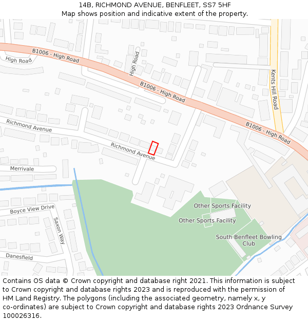 14B, RICHMOND AVENUE, BENFLEET, SS7 5HF: Location map and indicative extent of plot