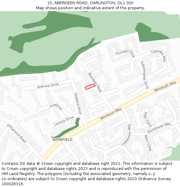 15, ABERDEEN ROAD, DARLINGTON, DL1 3QY: Location map and indicative extent of plot