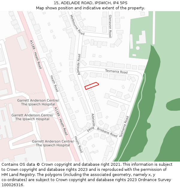 15, ADELAIDE ROAD, IPSWICH, IP4 5PS: Location map and indicative extent of plot