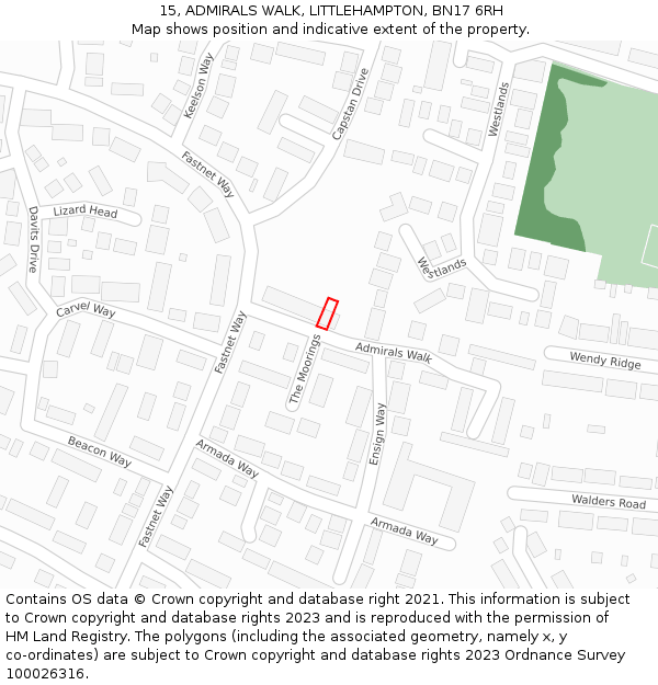 15, ADMIRALS WALK, LITTLEHAMPTON, BN17 6RH: Location map and indicative extent of plot