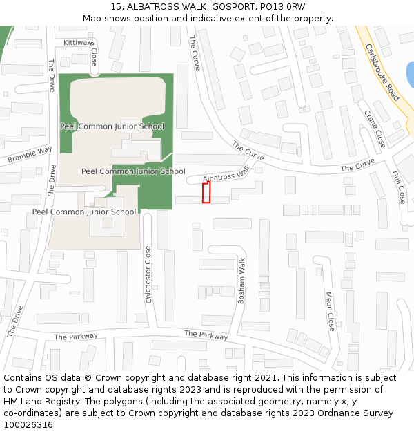 15, ALBATROSS WALK, GOSPORT, PO13 0RW: Location map and indicative extent of plot