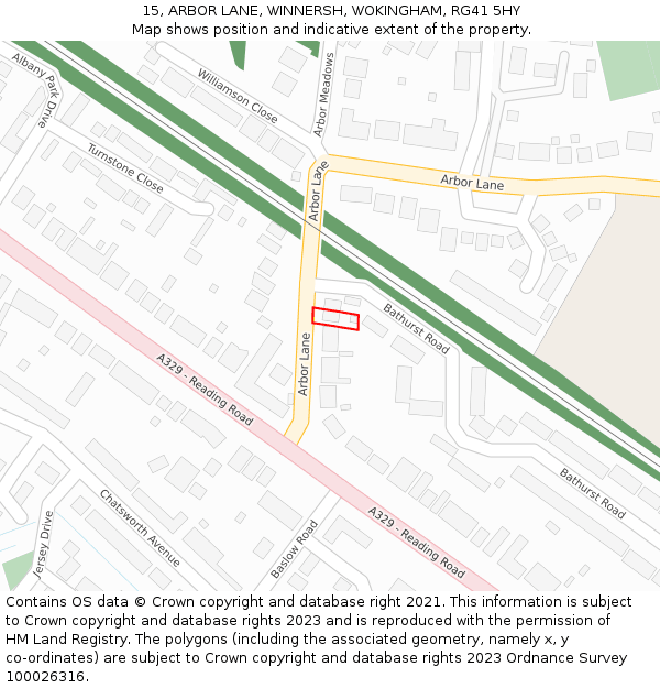 15, ARBOR LANE, WINNERSH, WOKINGHAM, RG41 5HY: Location map and indicative extent of plot