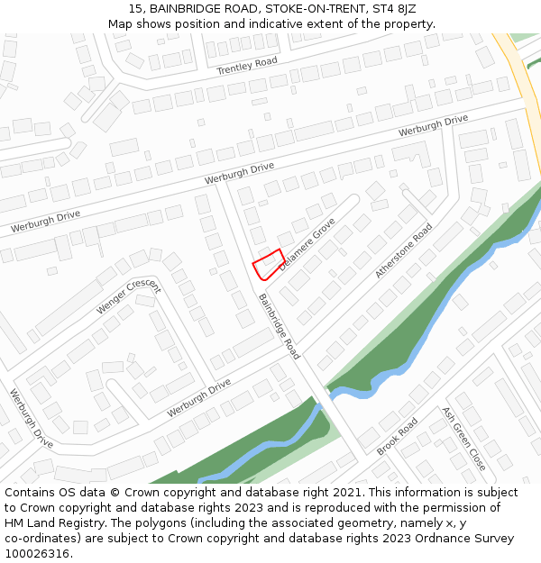 15, BAINBRIDGE ROAD, STOKE-ON-TRENT, ST4 8JZ: Location map and indicative extent of plot