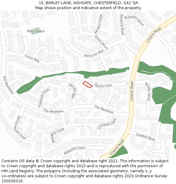 15, BARLEY LANE, ASHGATE, CHESTERFIELD, S42 7JA: Location map and indicative extent of plot