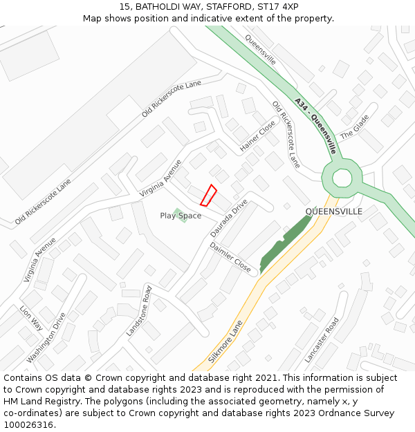 15, BATHOLDI WAY, STAFFORD, ST17 4XP: Location map and indicative extent of plot
