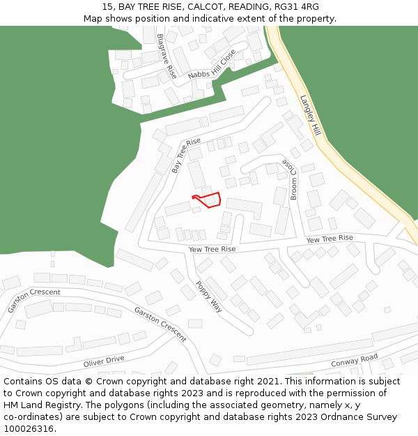 15, BAY TREE RISE, CALCOT, READING, RG31 4RG: Location map and indicative extent of plot