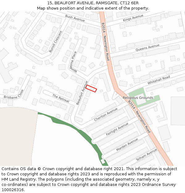 15, BEAUFORT AVENUE, RAMSGATE, CT12 6ER: Location map and indicative extent of plot