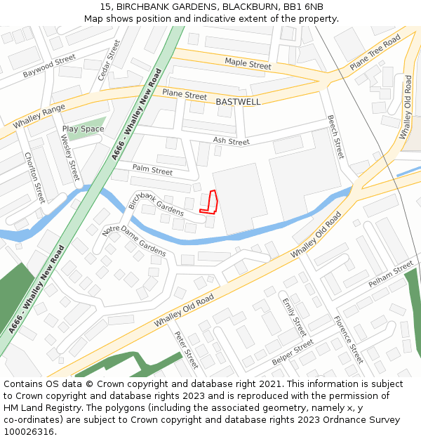 15, BIRCHBANK GARDENS, BLACKBURN, BB1 6NB: Location map and indicative extent of plot