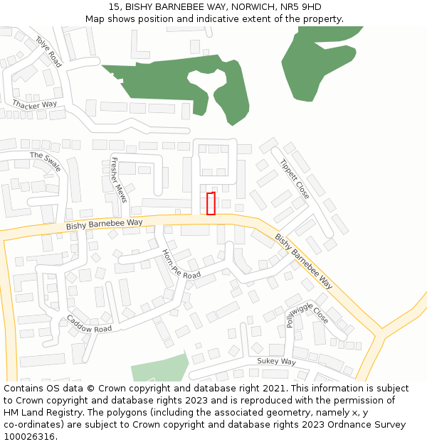15, BISHY BARNEBEE WAY, NORWICH, NR5 9HD: Location map and indicative extent of plot