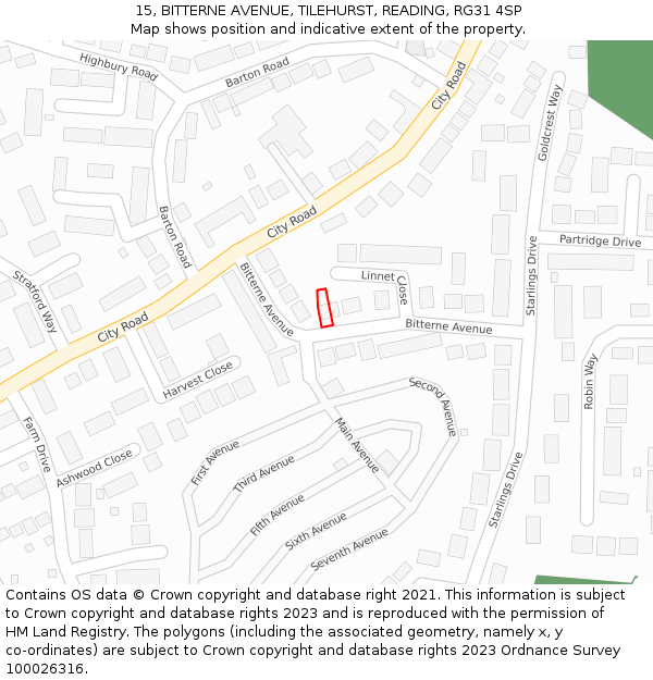 15, BITTERNE AVENUE, TILEHURST, READING, RG31 4SP: Location map and indicative extent of plot