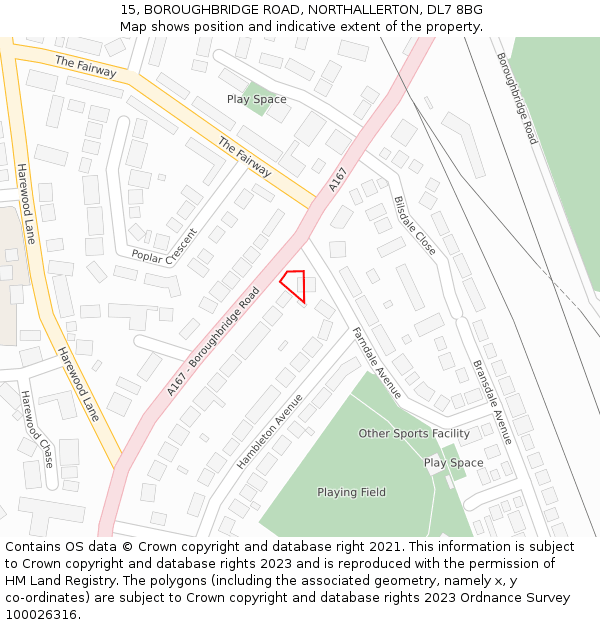 15, BOROUGHBRIDGE ROAD, NORTHALLERTON, DL7 8BG: Location map and indicative extent of plot