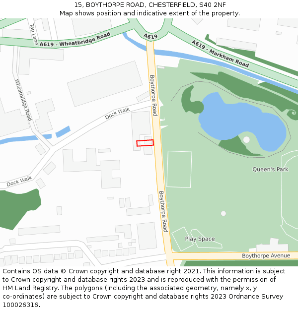15, BOYTHORPE ROAD, CHESTERFIELD, S40 2NF: Location map and indicative extent of plot