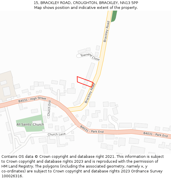 15, BRACKLEY ROAD, CROUGHTON, BRACKLEY, NN13 5PP: Location map and indicative extent of plot