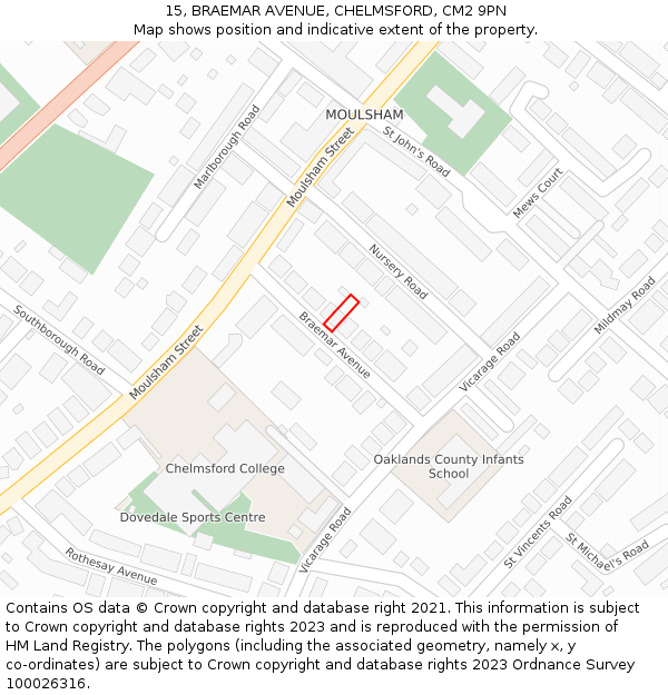 15, BRAEMAR AVENUE, CHELMSFORD, CM2 9PN: Location map and indicative extent of plot