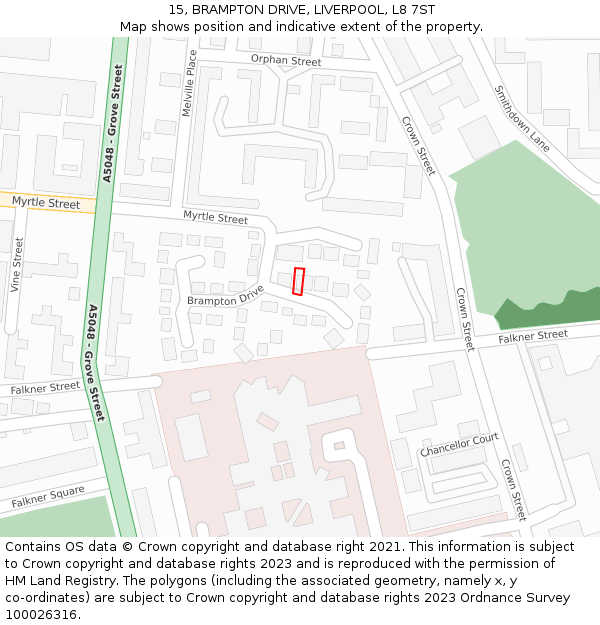 15, BRAMPTON DRIVE, LIVERPOOL, L8 7ST: Location map and indicative extent of plot