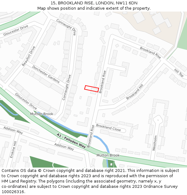 15, BROOKLAND RISE, LONDON, NW11 6DN: Location map and indicative extent of plot