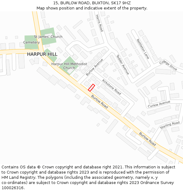 15, BURLOW ROAD, BUXTON, SK17 9HZ: Location map and indicative extent of plot