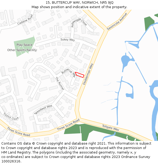 15, BUTTERCUP WAY, NORWICH, NR5 9JQ: Location map and indicative extent of plot