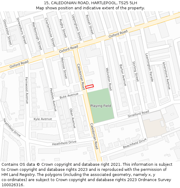 15, CALEDONIAN ROAD, HARTLEPOOL, TS25 5LH: Location map and indicative extent of plot