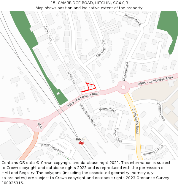 15, CAMBRIDGE ROAD, HITCHIN, SG4 0JB: Location map and indicative extent of plot