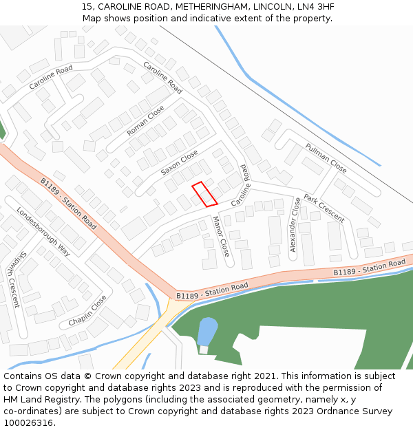 15, CAROLINE ROAD, METHERINGHAM, LINCOLN, LN4 3HF: Location map and indicative extent of plot