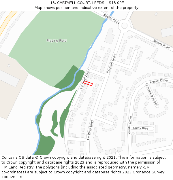 15, CARTMELL COURT, LEEDS, LS15 0PE: Location map and indicative extent of plot