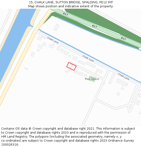 15, CHALK LANE, SUTTON BRIDGE, SPALDING, PE12 9YF: Location map and indicative extent of plot